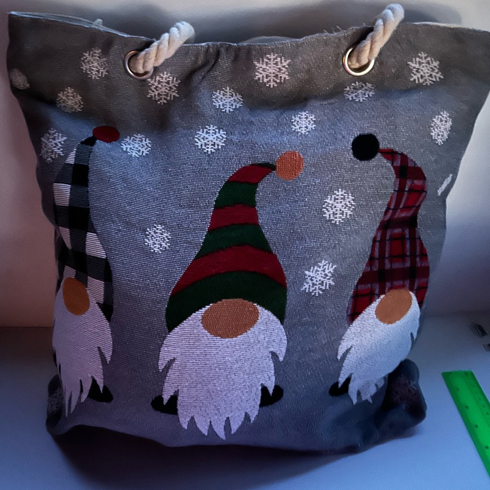 Charming Gnome Tote Bag - Gray and Multicolor